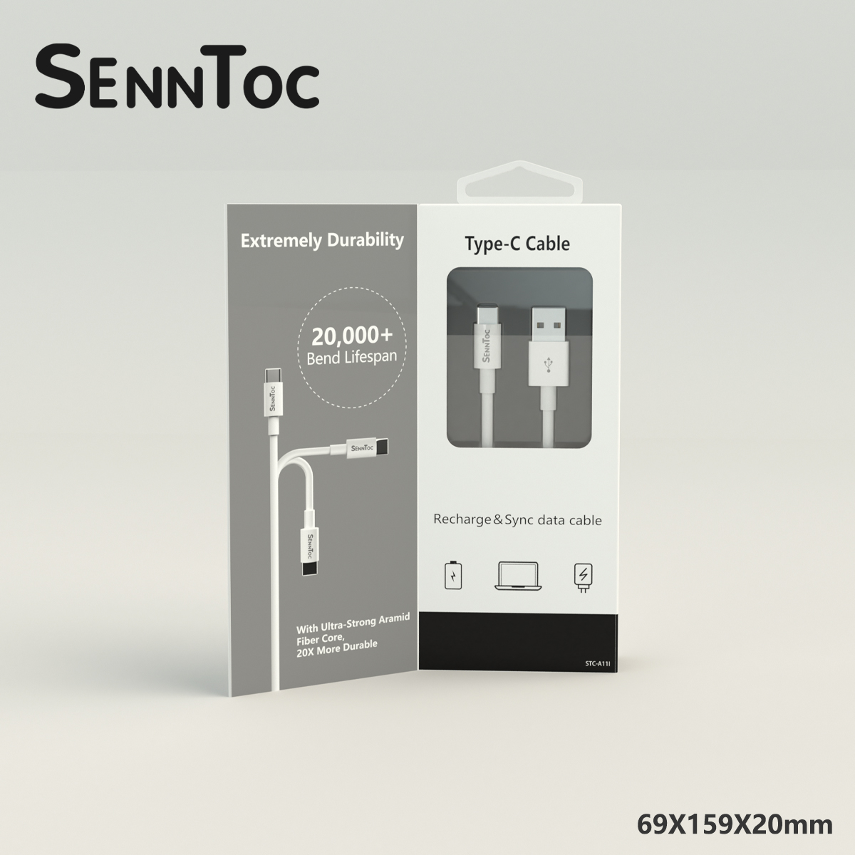 3X Cavo Dati USB Tipo C USB-C Cavo Di Ricarica In Bianco Per